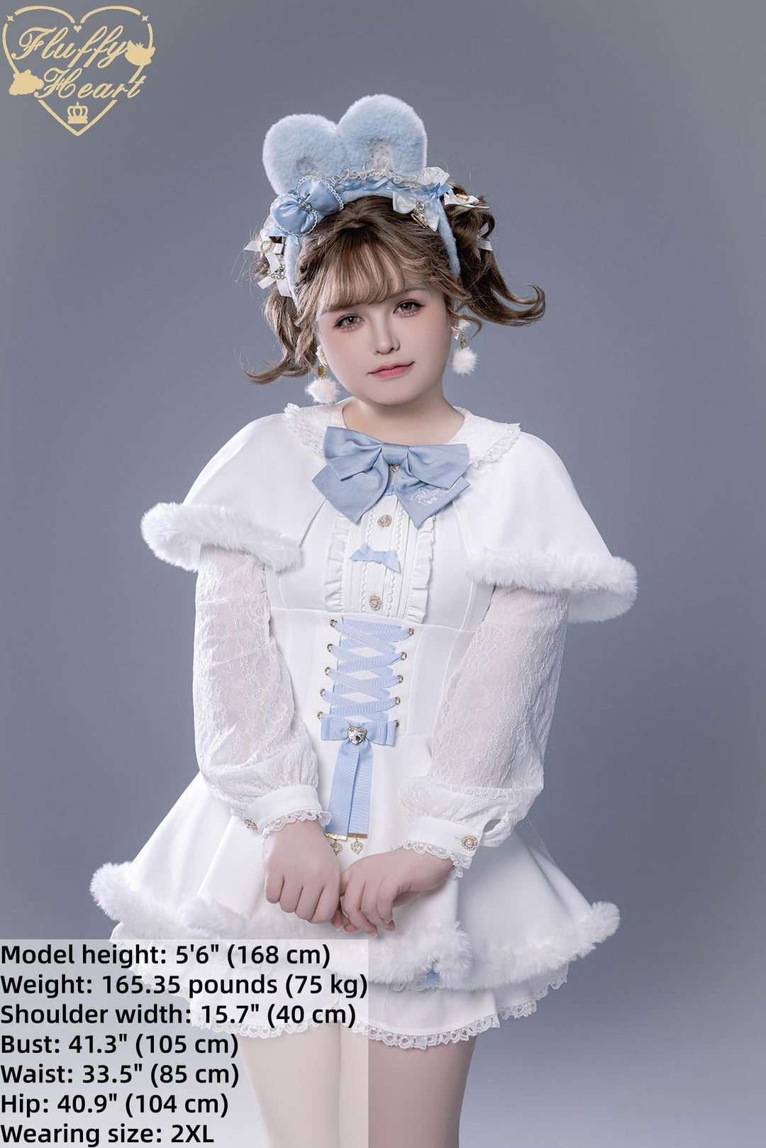 IP Collab Jirai Kei Dress Set, Detachable Fluffy Cape 44146:798076