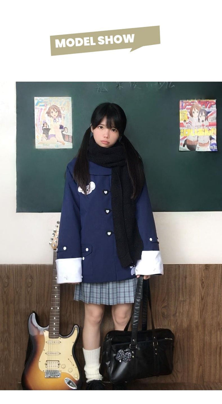 Kawaii Aesthetic Coat Removable Inner Layer Winter Blue Jacket 39662:643792