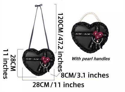 Lolita Handbag Heart Shaped Rose Crossbody Bag 35776:542122