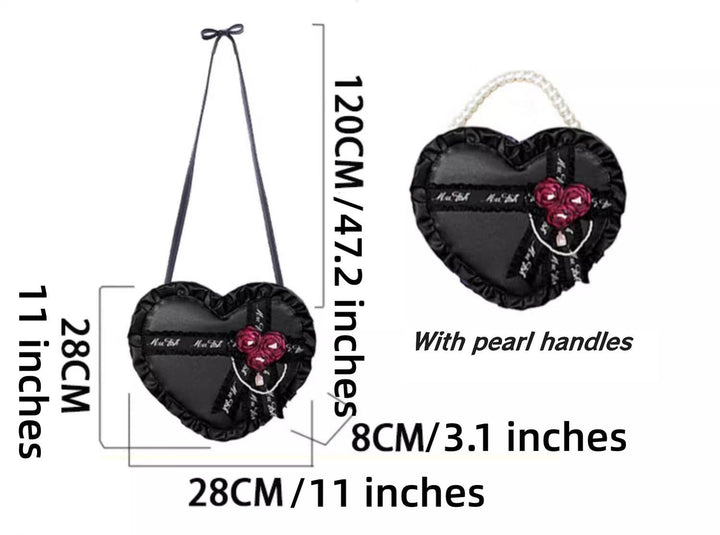 Lolita Handbag Heart Shaped Rose Crossbody Bag 35776:542122 35776:542122