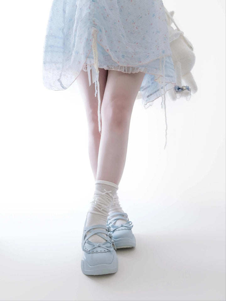 Kawaii Platform Sneakers, Adjustable Buckle, Premium Leather 43350:774198