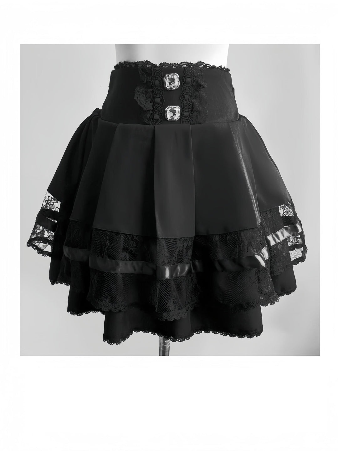 Jirai Kei Skirt Lace Patchwork Double-layered Mini Skirt (L S) 40636:670900