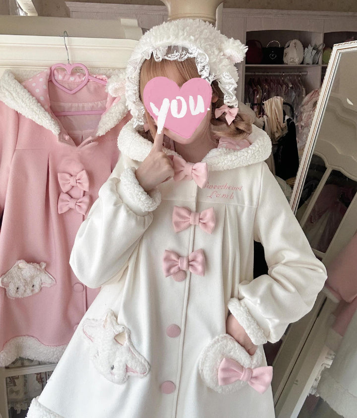 Sweet Lolita Coat Kawaii Bow Bunny Ear Hooded Coat 40934:682120