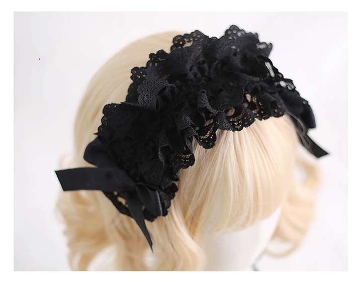 Gothic Lolita Headdress Bow Headband Lace Hairband 39648:635404