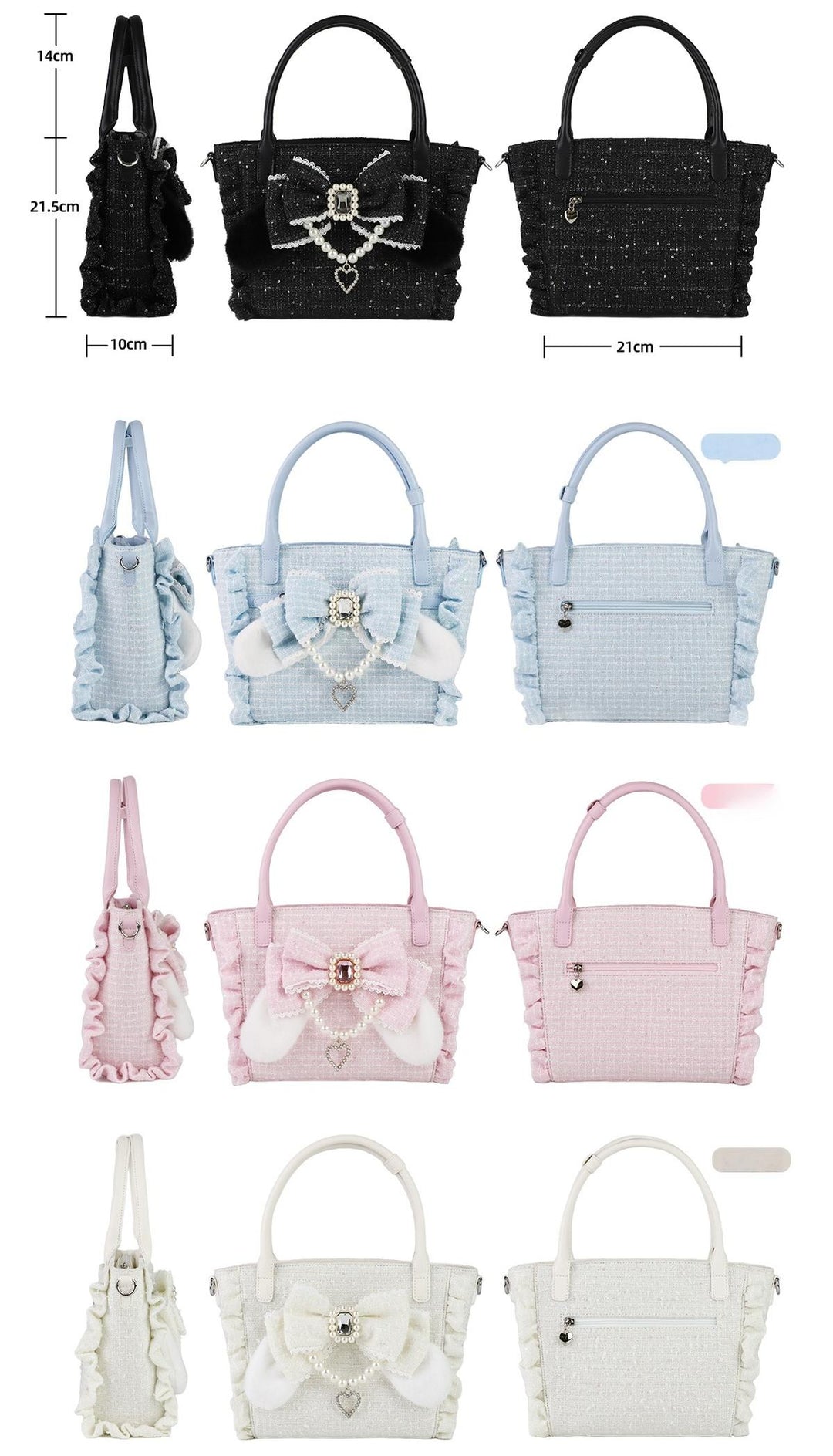 Ryousangata Style Handbag, Bow and Plush Ears 43680:782758