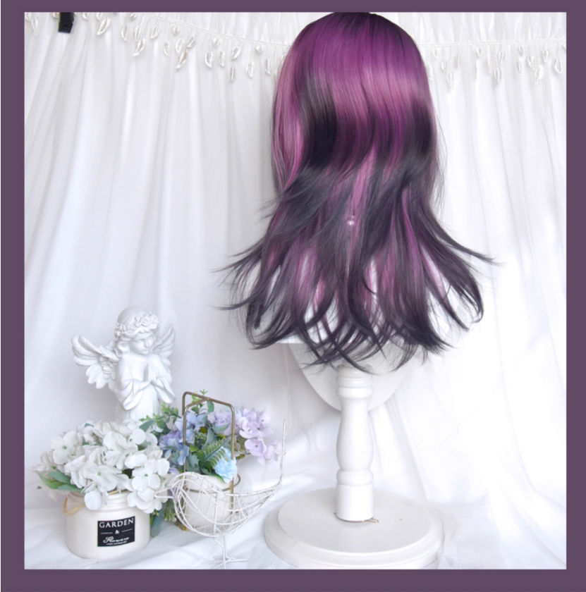 Y2K Gradient Purple Wig Mid-length Straight Wig 38886:605996