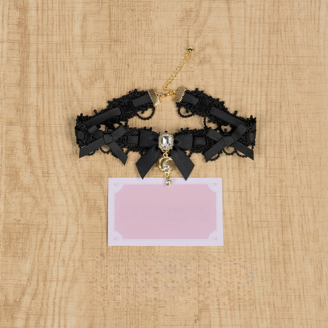 Ryousangata Ribbon Choker, Star Moon Pendant (Black) 44195:802793