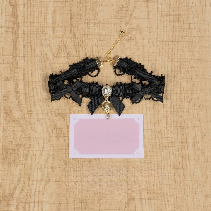 Ryousangata Ribbon Choker, Star Moon Pendant (Black) 44195:802793