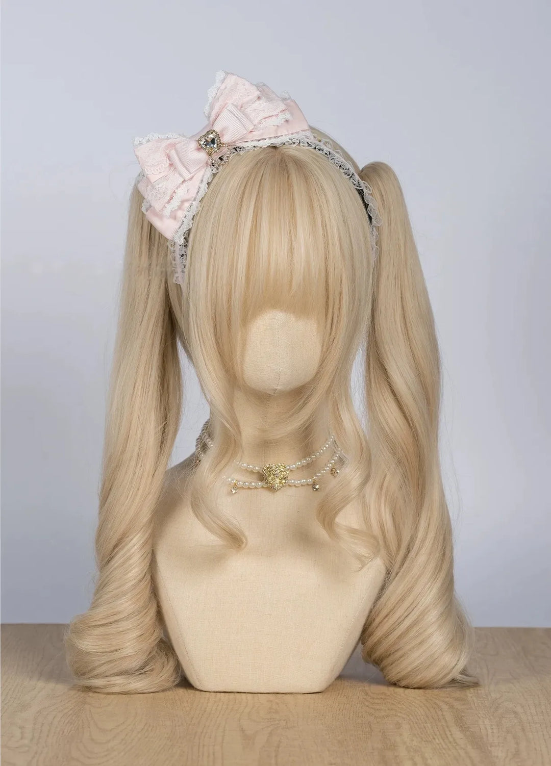 Ryousangata Three-Layered Bow Headband, Heart Rhinestone 45560:853296