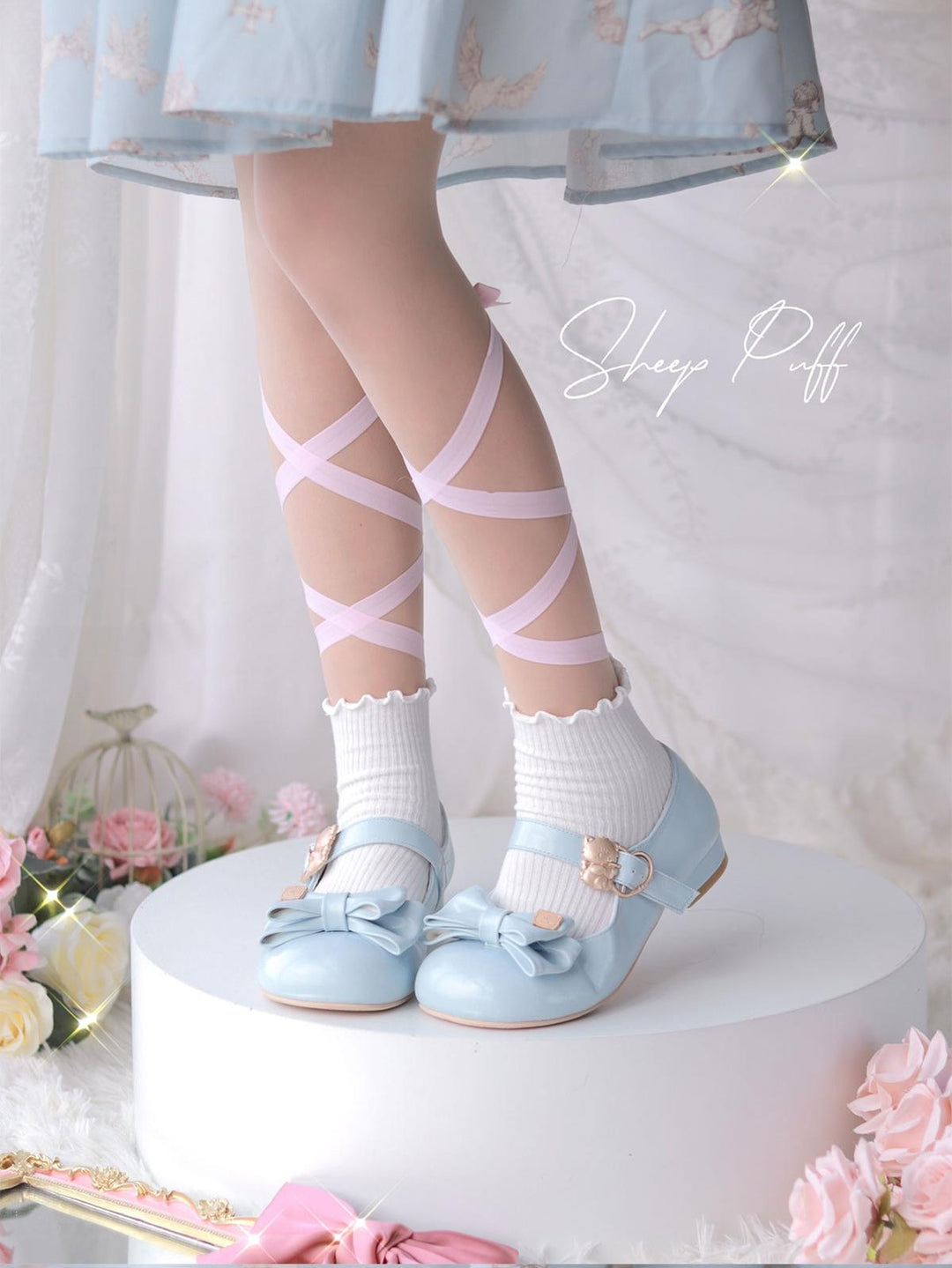 Preorder-Lolita Fashion Bow Tie Low Heel Shoes 4 Colors 22830:328226