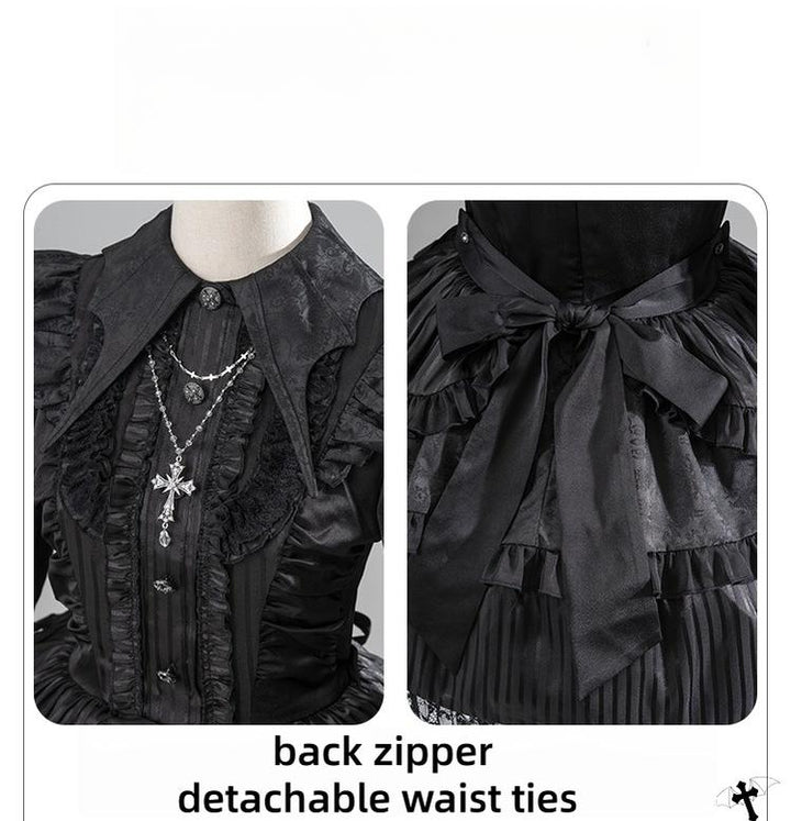Gothic Lolita Black OP Dress, Bat Wing Collar 44074:796012