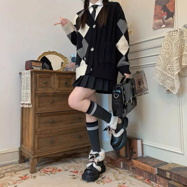 Kawaii Shoes White Black Shoes Lamb Wool Padded Snow Boots 33768:450170 33768:450170