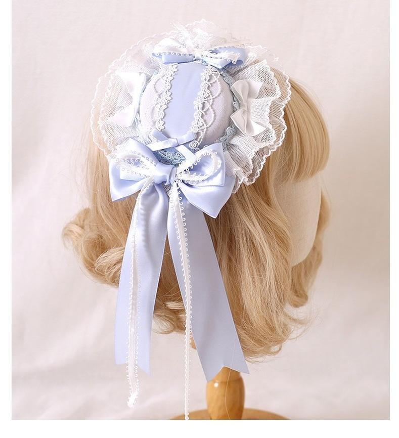 Lolita Headdress Blue Satin Ballet Hair Clip Lace Headband 37020:551590 37020:551590