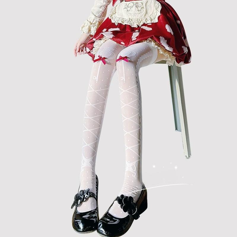 Lolita Socks Cross Thigh Socks Bow Over-the-Knee Stockings 36624:557762