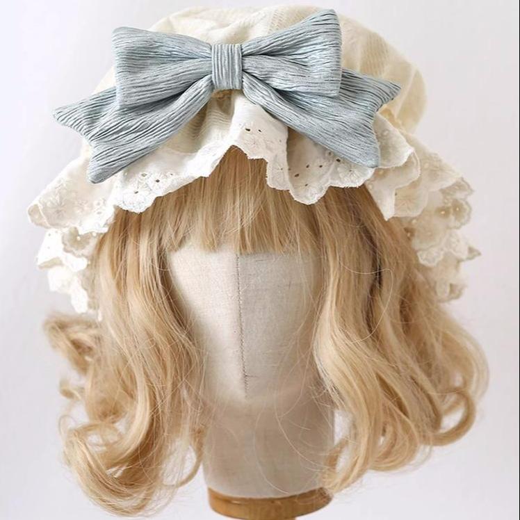 Lolita Bonnet Lace Edge Lvory Hat Lovely Bow Nightcap 28926:365052 28926:365052