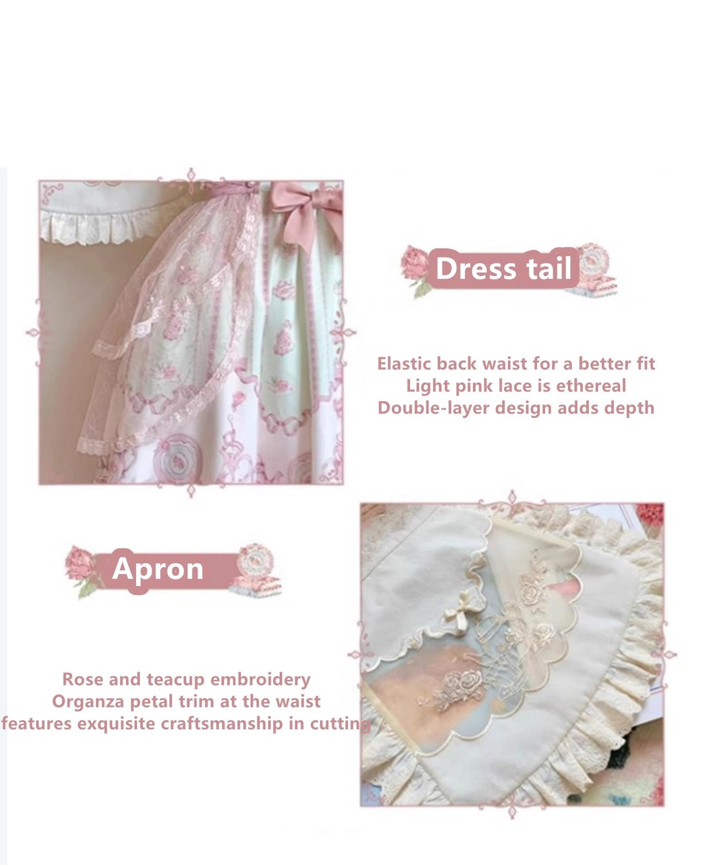 Pink Blue Lolita Dress Short Sleeve Lolita Dress Floral Tea Pot Print 37134:563062