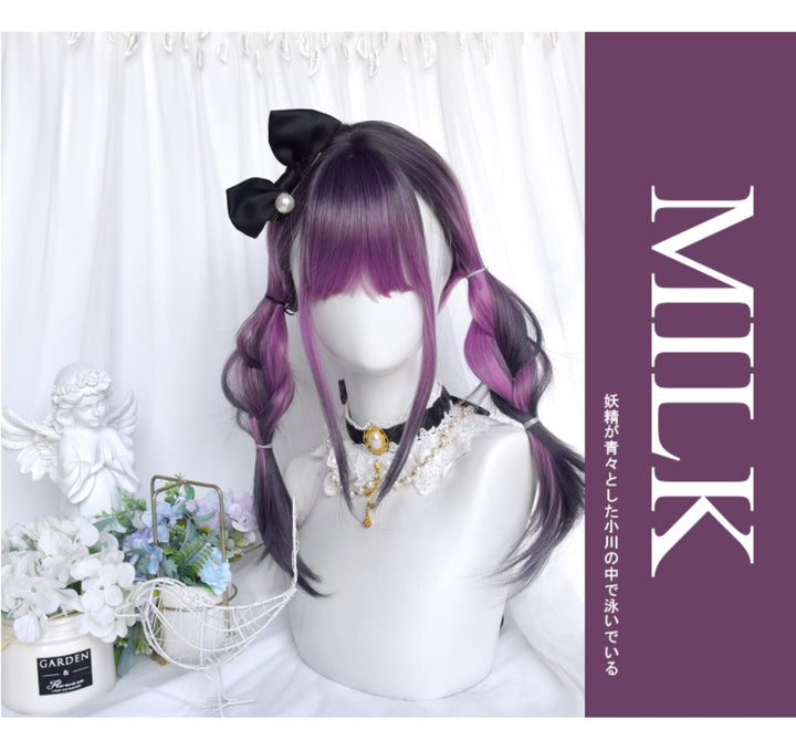 Y2K Gradient Purple Wig Mid-length Straight Wig 38886:605990