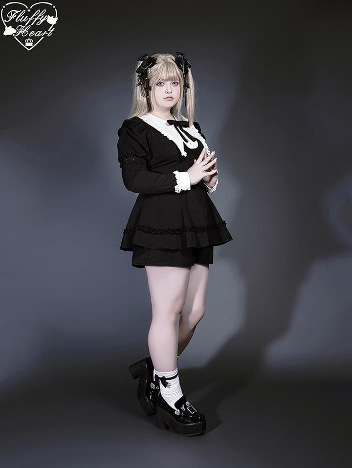 Jirai Kei Dress Set Puritan Collar Dress And Shorts Setup 40752:677246