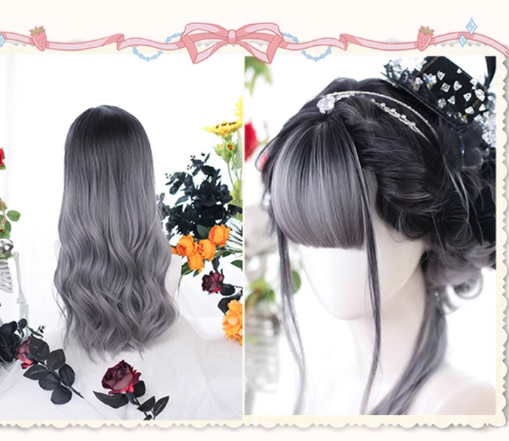 Lolita Wig Long Grey Wig Gentle Curly Wig 35614:496196 35614:496196