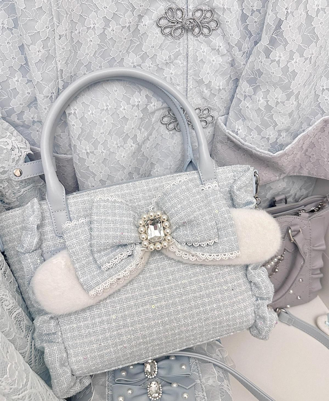 Ryousangata Style Handbag, Bow and Plush Ears 43680:782744