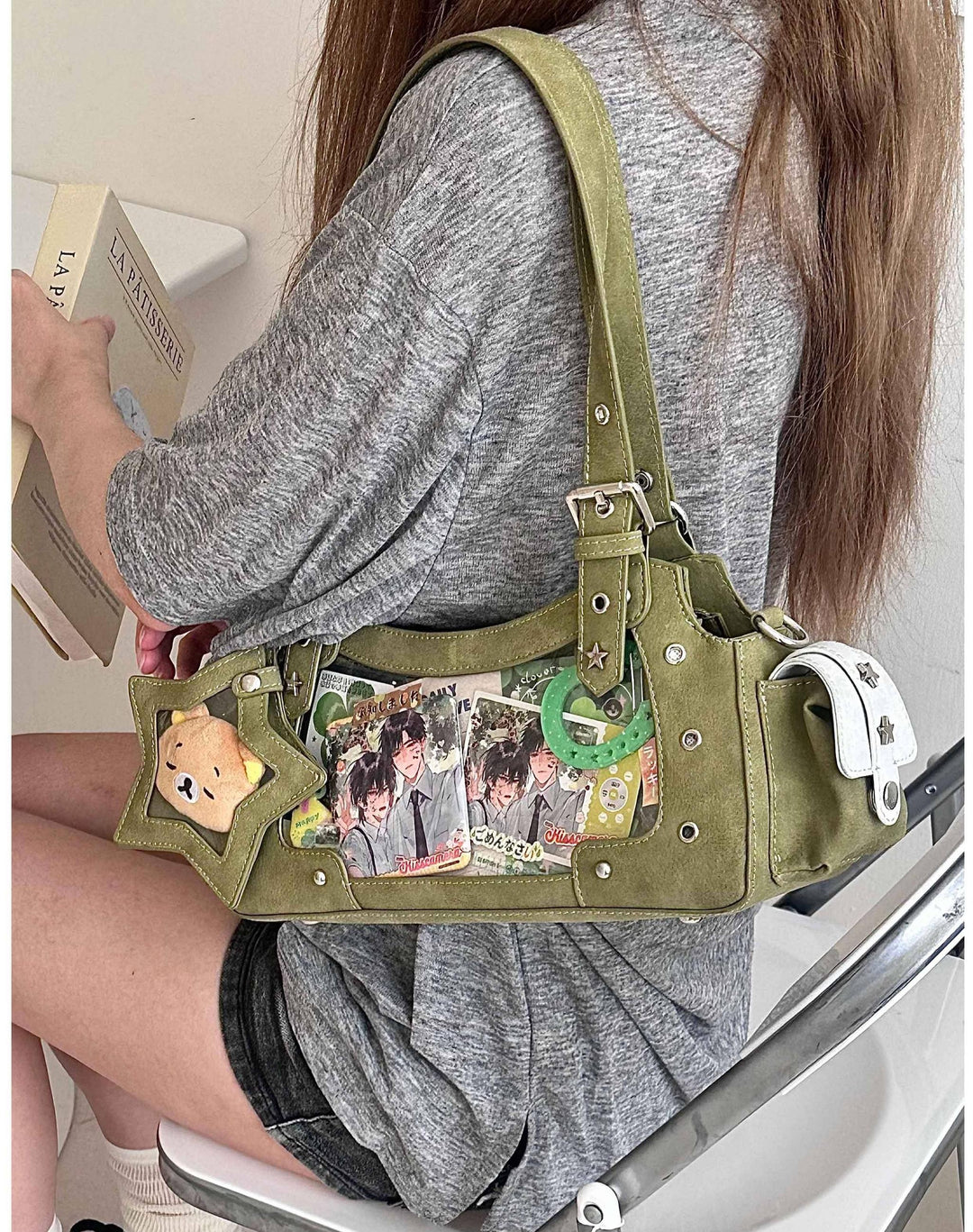 Punk Studded Ita Bag, Clear Window & Star Pouch 45416:847499