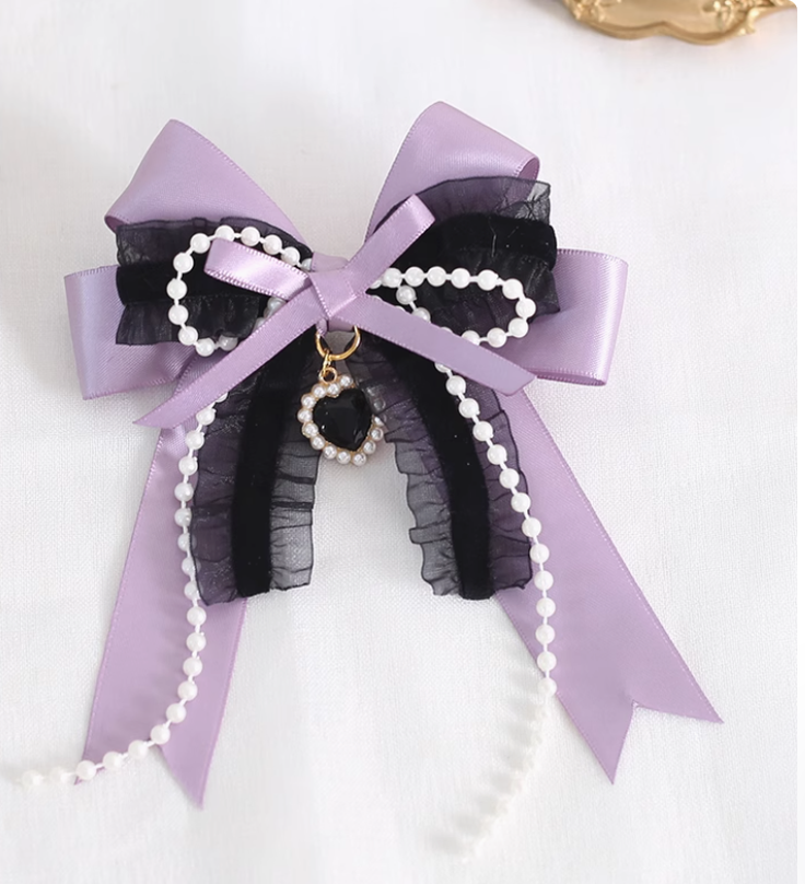 Gothic Lolita Headpiece Black Violet Hair Accessory Brooch 39116:613670