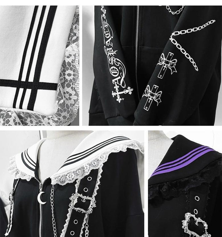 Subculture Sailor Collar Jacket, Chain Accents 43824:787405