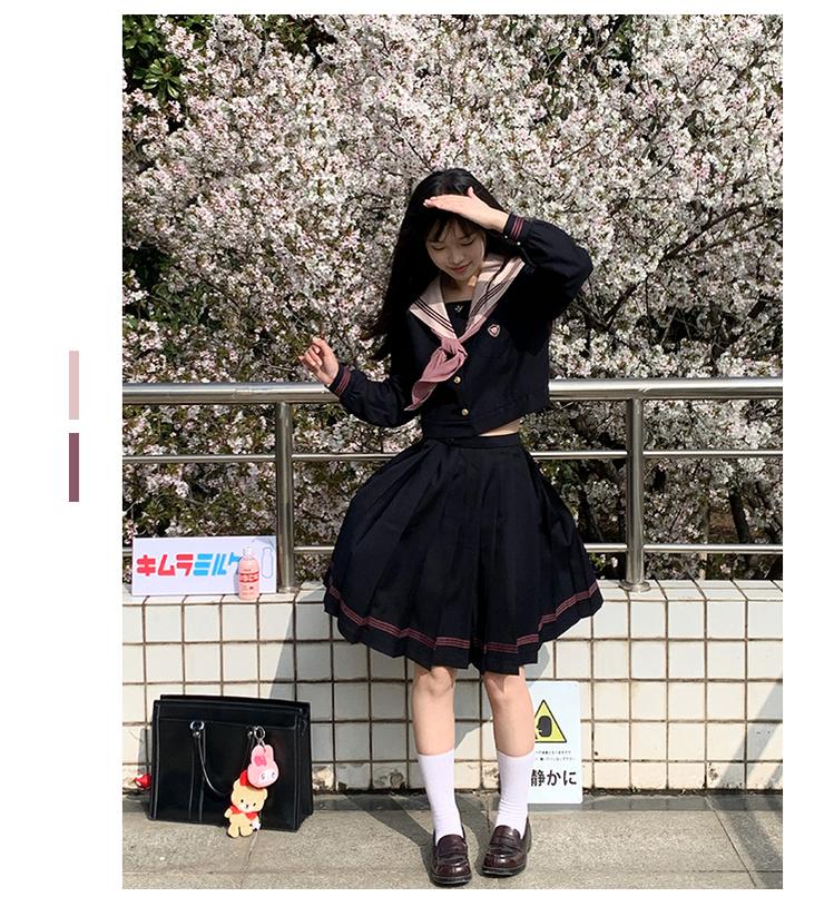 Navy and Pink JK Uniform Top + Pleated Skirt 43790:785198