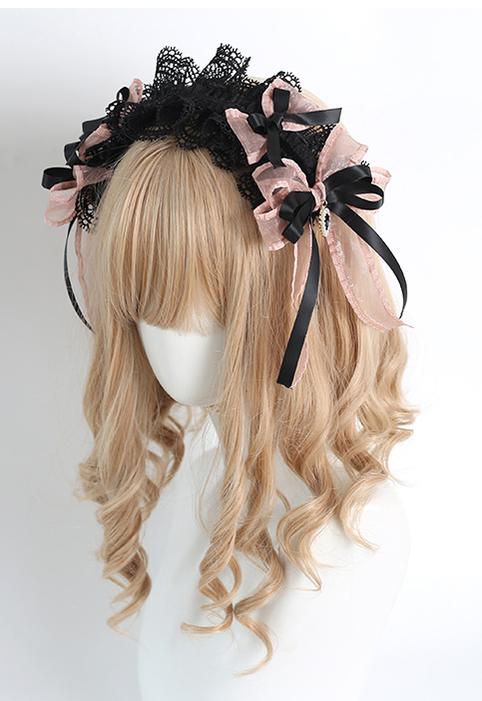 Jirai Kei Black Pink Headband Hat Hair Accessories 22532:322702 22532:322702