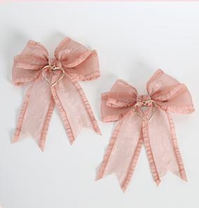 Jirai Kei Black Pink Hair Pin With Lace And Bow 22530:322892 22530:322892