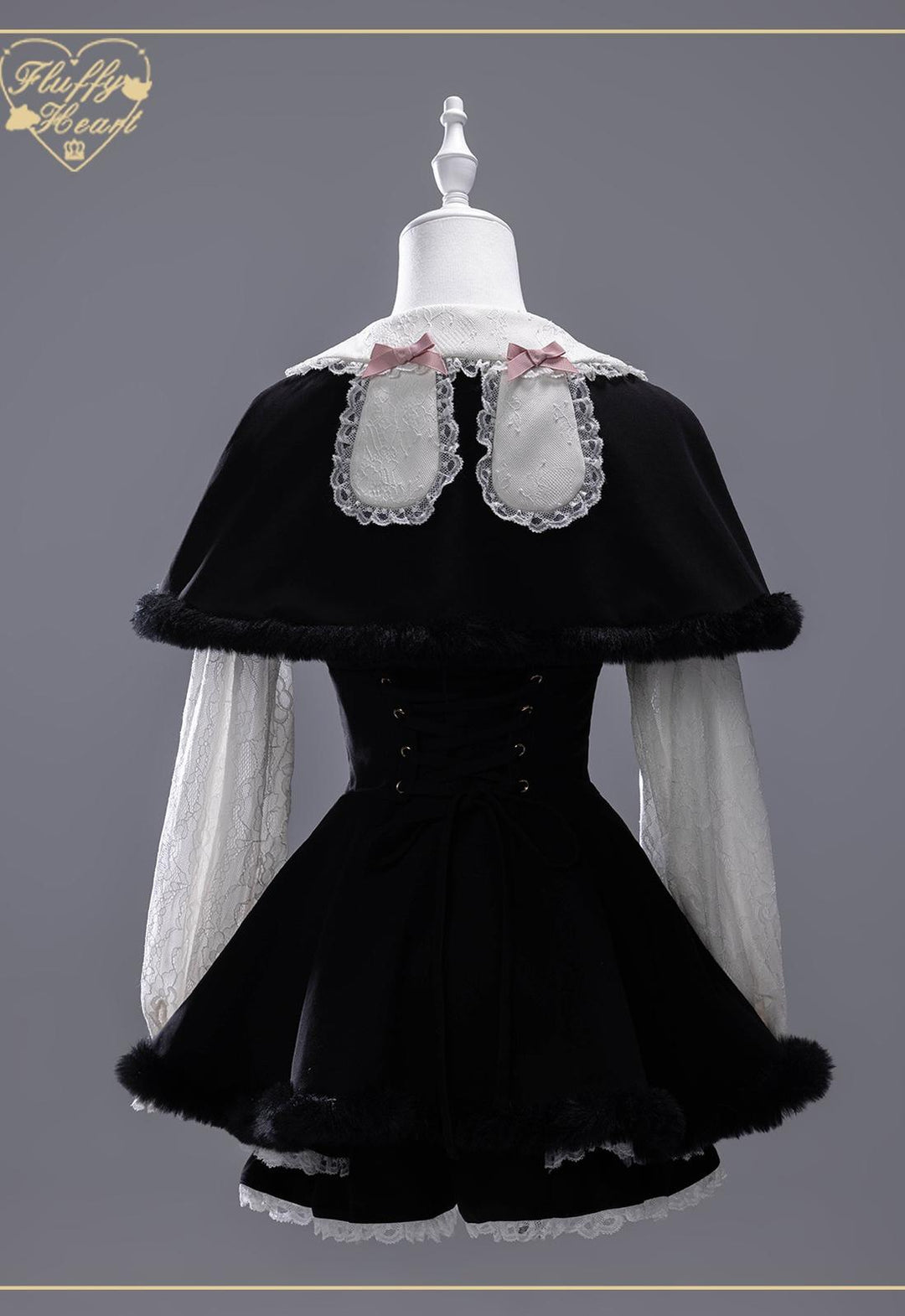 IP Collab Jirai Kei Dress Set, Detachable Fluffy Cape 44146:798085