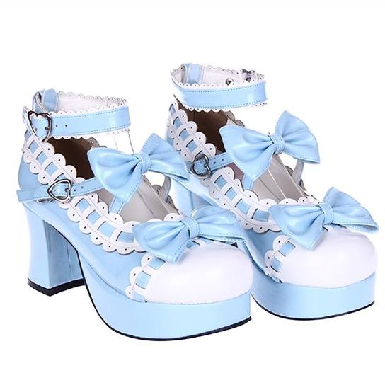 Lolita High Heels Shoes Lace Bow Shoes 4Colors (33 34 35 36 37 38 39 40 41 42 43 44 45 46 47) 31654:370670 (33 34 35 36 37 38 39 40 41 42 43 44 45 46 47) 31654:370670