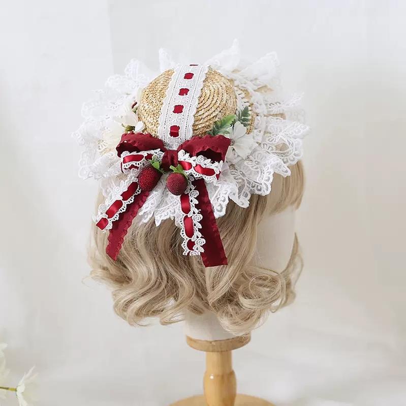 Mori Kei Straw Hat Lolita Strawhat Handmade Elegant Strawhat 36432:522346 36432:522346