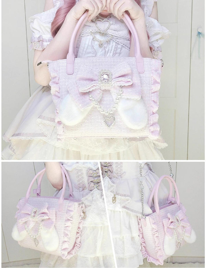 Ryousangata Style Handbag, Bow and Plush Ears 43680:782748