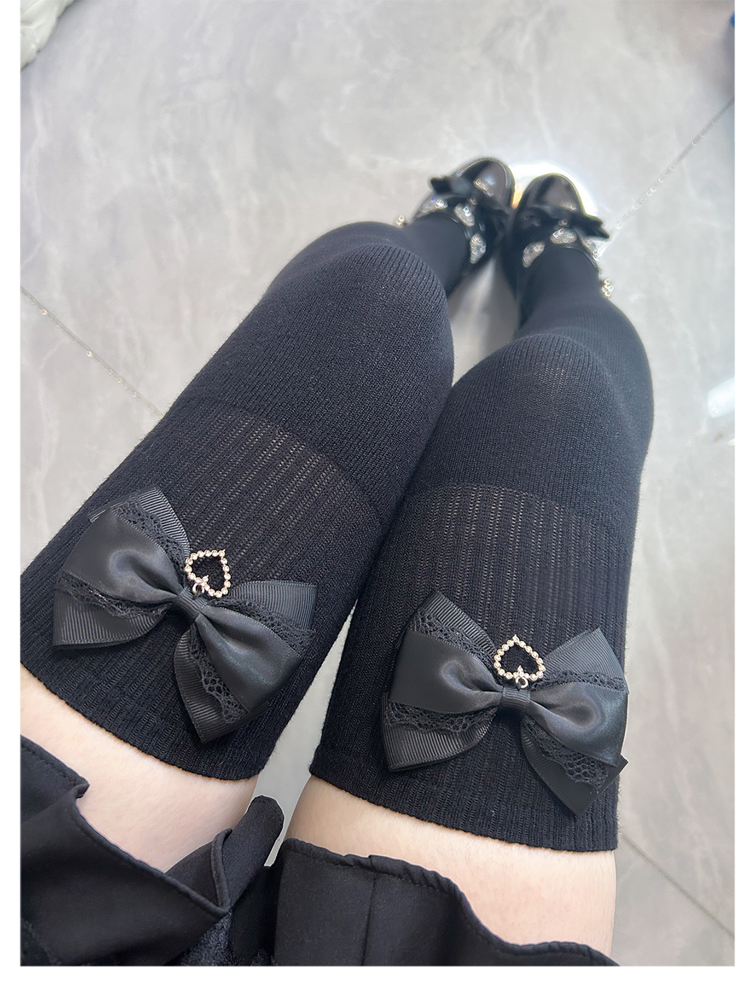 Jirai Kei Socks Cute Cashmere Thighhighs With Lace Bow 41744:716896