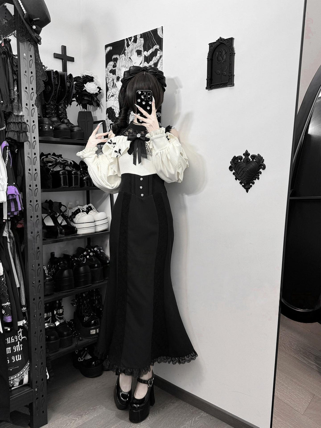 Seiso Kei Long Dress, Black & Beige Color Blocking 44785:828004