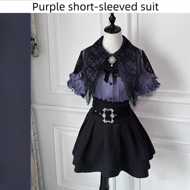 Jirai Kei Lace Blouse Doulble Layer Skirt A-line (L M XL XXL) 39278:760969