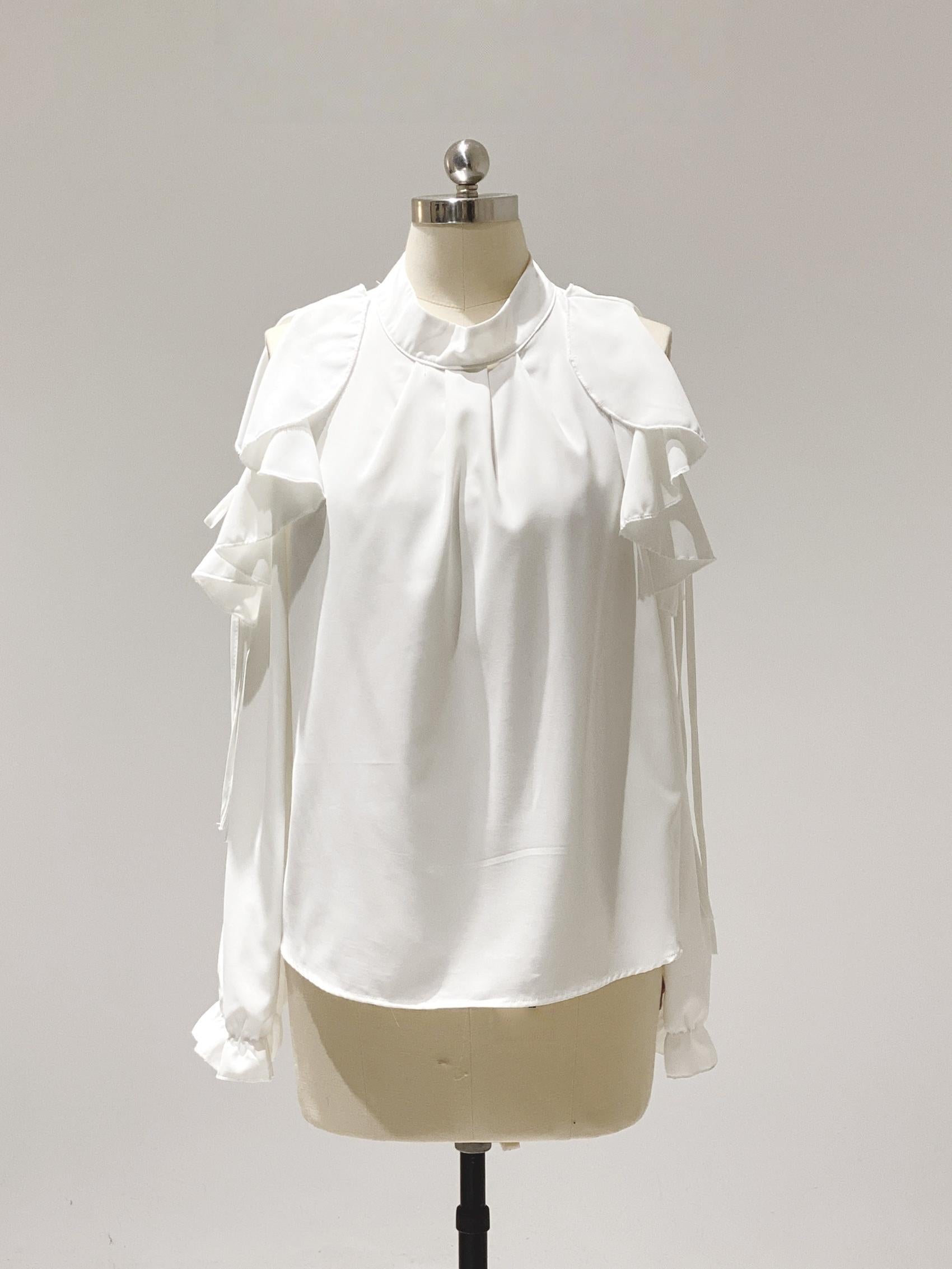 【新品未使用】sugar Off shoulder Blouse ホワイト Seiso Kei Solid Open-shoulder Blouse, Loose Fit – Honey Wardrobe