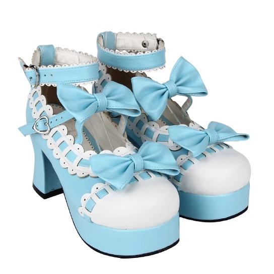 Lolita High Heels Shoes Lace Bow Shoes 4Colors 31654:370660 31654:370660