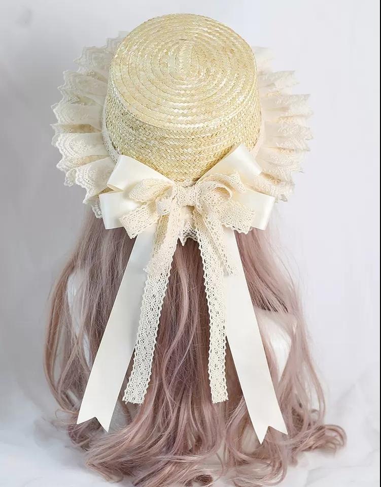 Mori Kei Straw Hat Cottagecore Lace Hat Handmade Strawhat 36444:523026 36444:523026