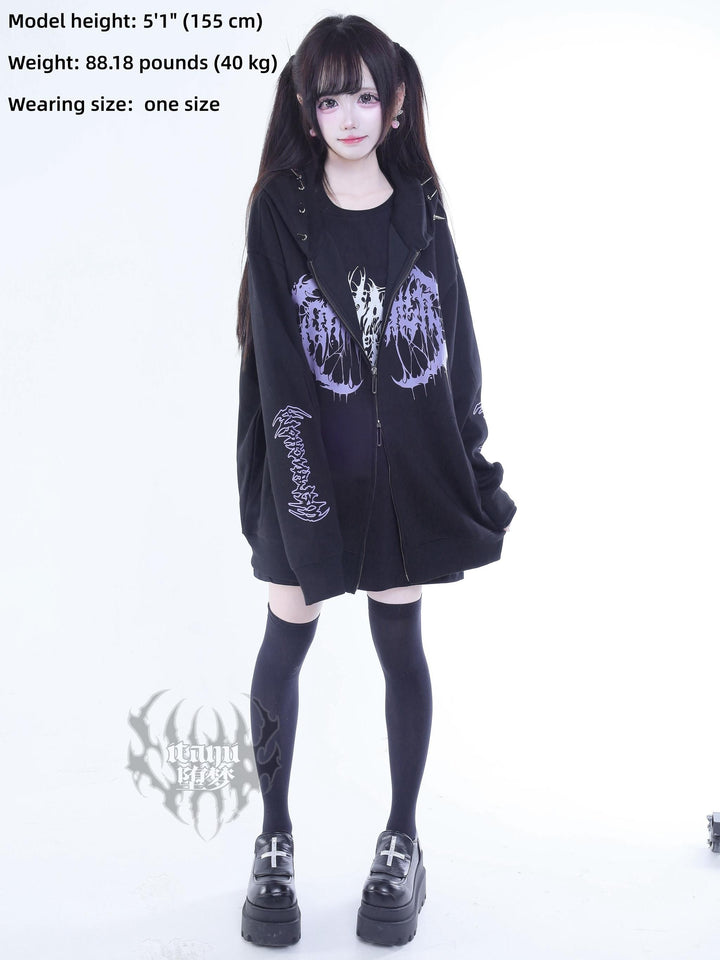 Subculture Black and Purple Jacket, Dual Zippers 44291:802243